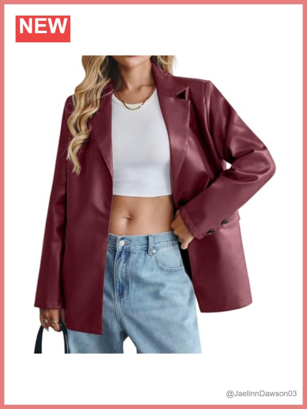 Faux Leather Blazer Oversized Bomber Coat Button Down Fall Jacket